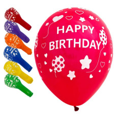 Кульки повітряні "Pelican" /827019/ латексні 12"(30сm) "Happy Birthday, серця" 5-стор  10шт