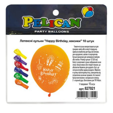 Кульки повітряні "Pelican" /827021/ латексні 12"(30сm) "Happy Birthday, кексики" 5-стор  10шт