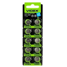 Батарейка "Videx" /AG13/10bl/666/ лужна, 1,5V, монетка 11,5*5,2мм (10/100)