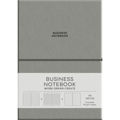 Блокнот А5/96 арк. "Школярик" Business /A5-7134Gray/ == обкл.поліуретан м'яка, крем блок, 80г/м2 "Dark Gray" (1/12)