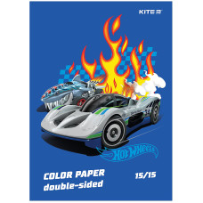 Папір кольоровий "Kite" /HW24-250/ двосторонній А4/(15арк/15кол) Hot Wheels (1/50)