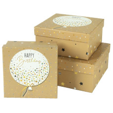 Коробка подарункова /271056/ "Happy birthday 1" 3шт/упак, 20х20х9,5-15,5*15,5*7,5 см