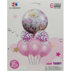 Набір повітряних кульок /1212-11-P/ "Baby-girl" 6шт.(1шт.-45см, 5шт.-30см) рожевий