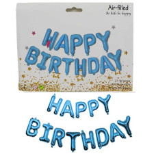 Набір повітряних кульок /1215-В/ фольговані "Happy birthday" 40см блакитні