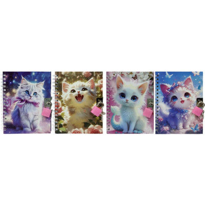 Блокнот 11*15см/48арк. /64620/ # на мет.замочку "Котик"  (1/120)