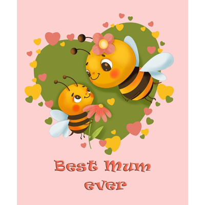 Алмазна мозаїка "Go to art" /177220/ "Best mum ever. Бджілки"  21*25см на картоні 5D