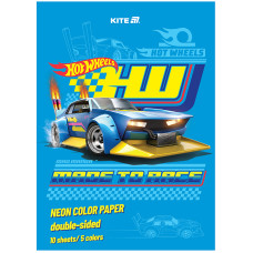 Папір кольоровий "Kite" /HW24-252/ неон A4/(10арк/5кол) Hot Wheels (1/50)