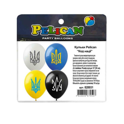 Кульки повітряні "Pelican" /828931/ 12"(30сm) "Код нації" 1-стор 10шт