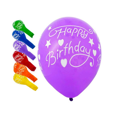 Кульки повітряні "Pelican" /827026/ латексні 12"(30сm) "Happy Birthday" 5-стор  10шт