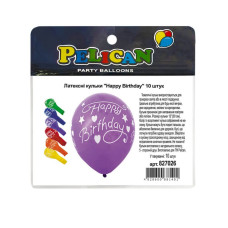 Кульки повітряні "Pelican" /827026/ латексні 12"(30сm) "Happy Birthday" 5-стор  10шт