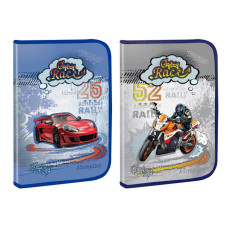 Папка на блискавці А4 "Kidis" /7160/ пласт. з гліт. "crazy race" (1/12)
