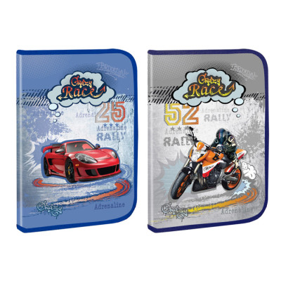 Папка на блискавці А4 "Kidis" /7160/ пласт. з гліт. "crazy race" (1/12)