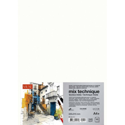 Папір для РІЗНИХ ТЕХНІК "MUSE" А4+/10арк./PD-A4-111/  240г/м2, ОПП пакет (5/80)