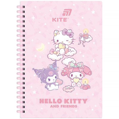 Блокнот А5/80арк. "Kite" /HK26-277/ на спіралі пласт.обкл. # Hello Kitty MIX (1/24)