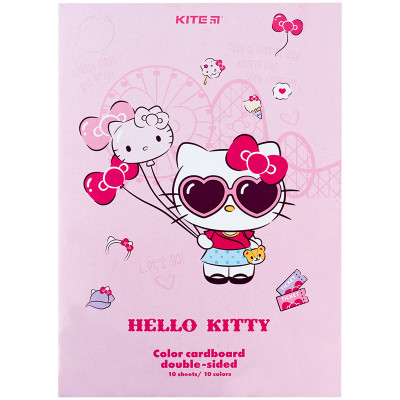 Картон кольоровий А4/10арк. "Kite" /HK24-255/ двосторонній 10кол, Hello Kitty (1/50)