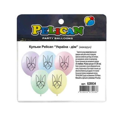Кульки повітряні "Pelican" /828934/ 12"(30сm) "Україна-дім" макарун 10шт