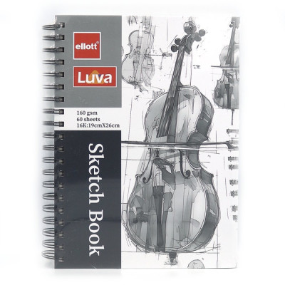 Скетчбук 19*26/60арк "Ellott" /001-16/ на спіралі "Контрабас" 160г/м2 (1/60)