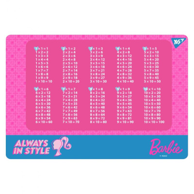 Підкладка настільна 29*42см "YES" /492257/ "Barbie" рожева (таблиця множення)  (1/10/200)