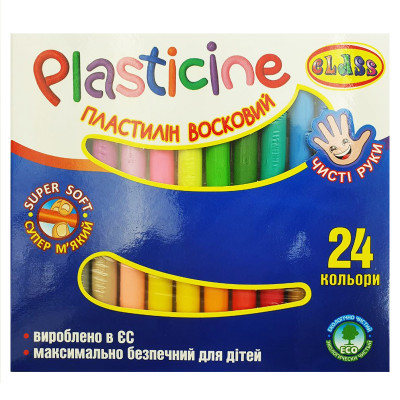 Пластилін "CLASS" "Чисті руки" 24кол. /7629C/ 400г. восковий (1/30)