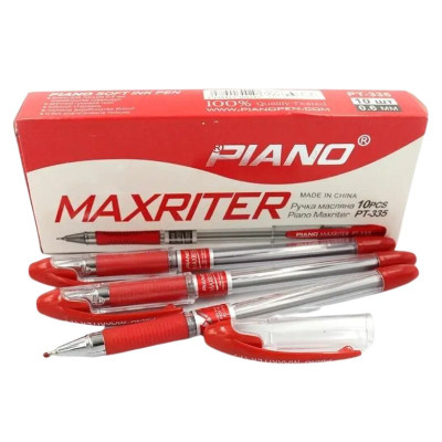 Ручка кулькова/масляна "PIANO" PT-335 "Maxriter" Червона (10/100)