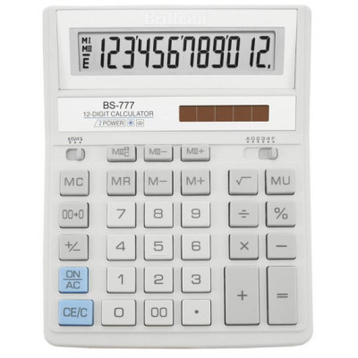Калькулятор "Brilliant" /BS-777WH/ настол.12-разр,2 пам.205*159, білий