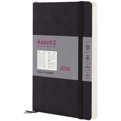 Щоденник "Axent" 2026 /8810-26-01-A/ Partner Soft Skin, 145*210, чорний (1/12)