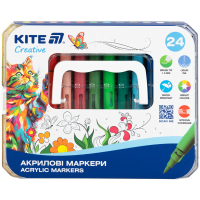 Набір маркерів 24кол. "Kite" /K-1162/ з рідкими чорнилами Creative акрилові (1/36)