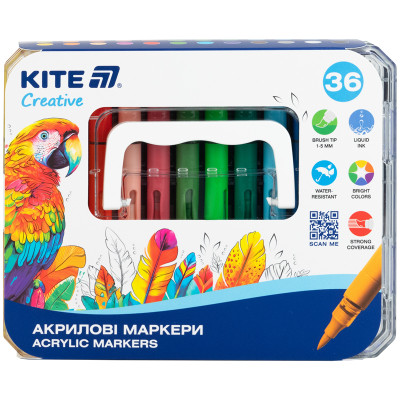 Набір маркерів 36кол. "Kite" /K-1163/ з рідкими чорнилами Creative акрилові (1/24)