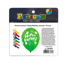 Кульки повітряні "Pelican" /827018/ латексні 12"(30сm) "Happy Birthday, квіточки" 5-стор  10шт