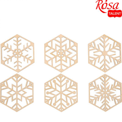 Заготовка "Rosa Talent" /136/ "Сніжинки 1" 6шт, фанера, 7,5*8,5см