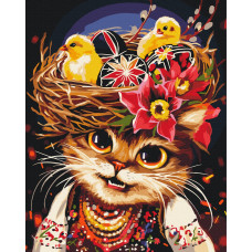 Картина за номерами "Brushme" /BS54421/ "Великодня киця" 40*50см