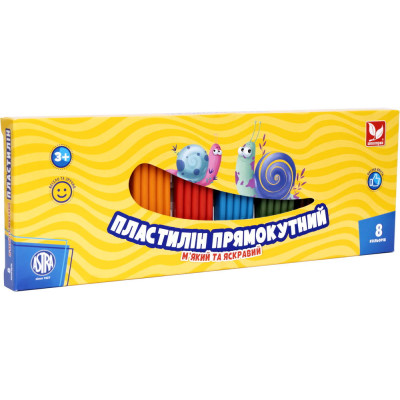 Пластилін восковий "Школярик" 8 кол. прямокутн. /303116002-UA/ 176 г (1/22)