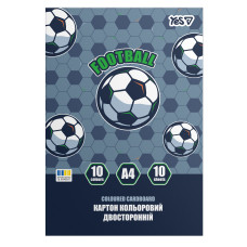 Картон кольоровий А4/10арк "YES" /955502/ Football двосторонній папка (1/100)