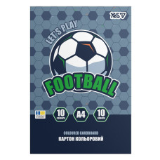 Картон кольоровий А4/10арк "YES" /955491/ Football односторонній папка (1/100)