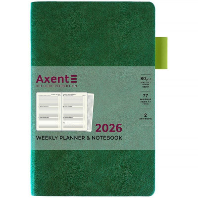 Щотижневик "Axent" 2026 /8527-26-2-A/ Partner Muse Soft, 125*195, зелений (1/12)