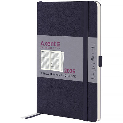 Щотижневик "Axent" 2026 /8509-26-02-A/ Partner Soft Skin, 125*195, синій (1/12)
