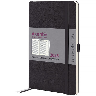 Щотижневик "Axent" 2026 /8509-26-01-A/ Partner Soft Skin, 125*195, чорний (1/12)
