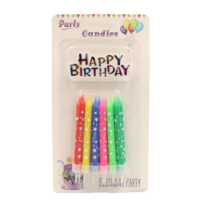 Набір свічок для торту "JO" /DSCN9348/ "Happy birthday" 6шт., блістер (1/24)