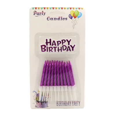Набір свічок для торту "JO" /DSCN9349/ "Happy birthday", блістер (1/12)