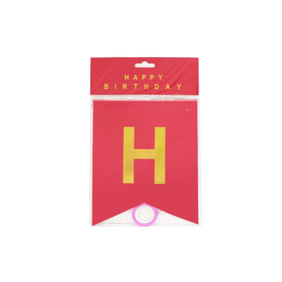 Гірлянда-розтяжка прапорці "WB" /HB-1097/ HAPPY BIRTHDAY 16*20см, однокольорові, мікс (1/12)