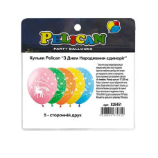 Кульки повітряні "Pelican" /828451/ 12"(30сm) "З Днем Народження. Єдиноріг" 5-стор. 10шт