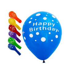 Кульки повітряні "Pelican" /827022/ латексні 12"(30сm) "Happy Birthday, горошок" 5-стор  10шт