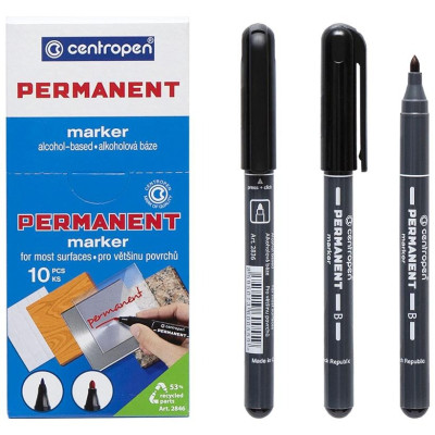 Маркер "Centropen" /2836/01/ перманентний 2мм, чорний (10)