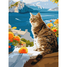 Картина за номерами "Ідейка" /KHO6608/ "Мрійливий котик" 30*40см