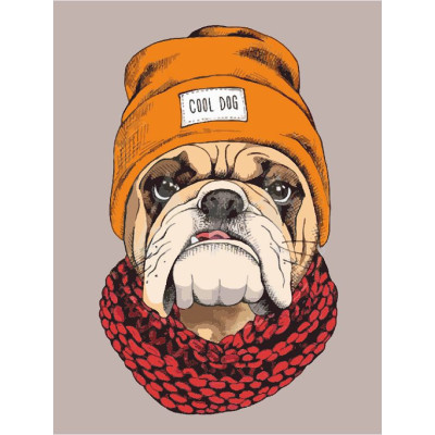 Картина на картоні з контуром "ROSA START" 30*40 "Pop Art Cool Dog" /233/ БЕЗ ФАРБ 