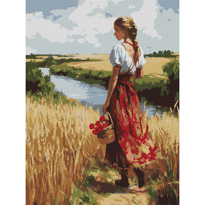 Картина за номерами "Ідейка" /KHO8486/ "Українка та лани" 30х40cm
