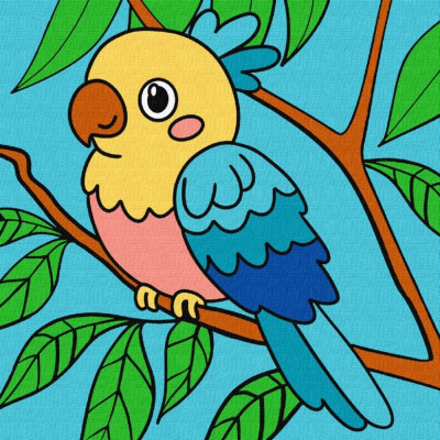 Картина за номерами "Ідейка" /KHO9071/ "Яскрава папужка" 25х25cm