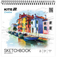 Альбом для акварелі 21*21/20арк. "Kite" /K-1285/ 230г/м2, на спіралі Kite Creative