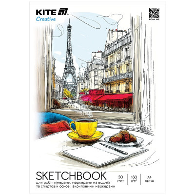 Скетчбук А4/30арк. "Kite" /K-1281/ для маркерів 160г/м2, Kite Creative