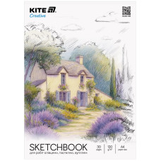 Скетчбук А4/30арк. "Kite" /K-1278/ для робіт олівцями 120г/м2, Kite Creative